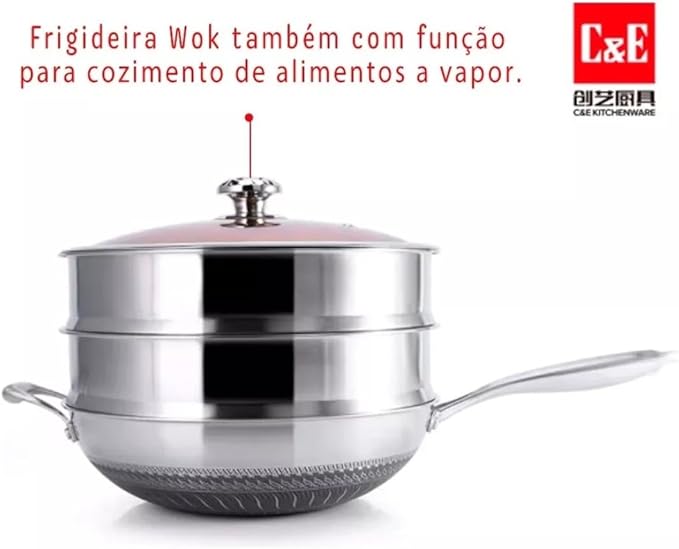 Conjunto de Panelas 15 Peças - Pro Aço INOX Revestimento Cerâmico