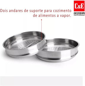 Conjunto de Panelas 15 Peças - Pro Aço INOX Revestimento Cerâmico