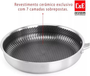 Conjunto de Panelas 15 Peças - Pro Aço INOX Revestimento Cerâmico