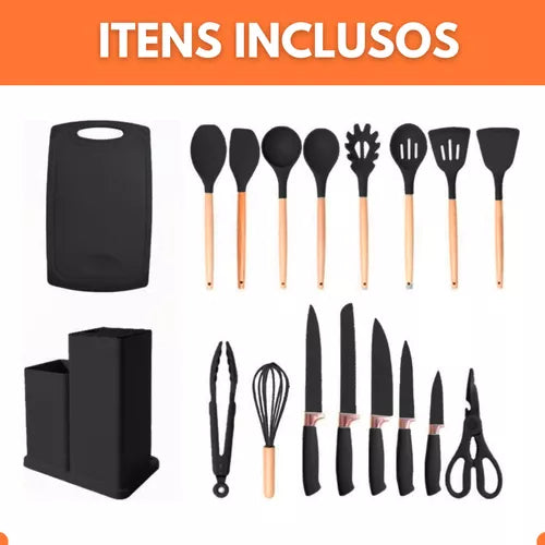 Kit de Facas e Utensílios - Gourmet 19 Peças