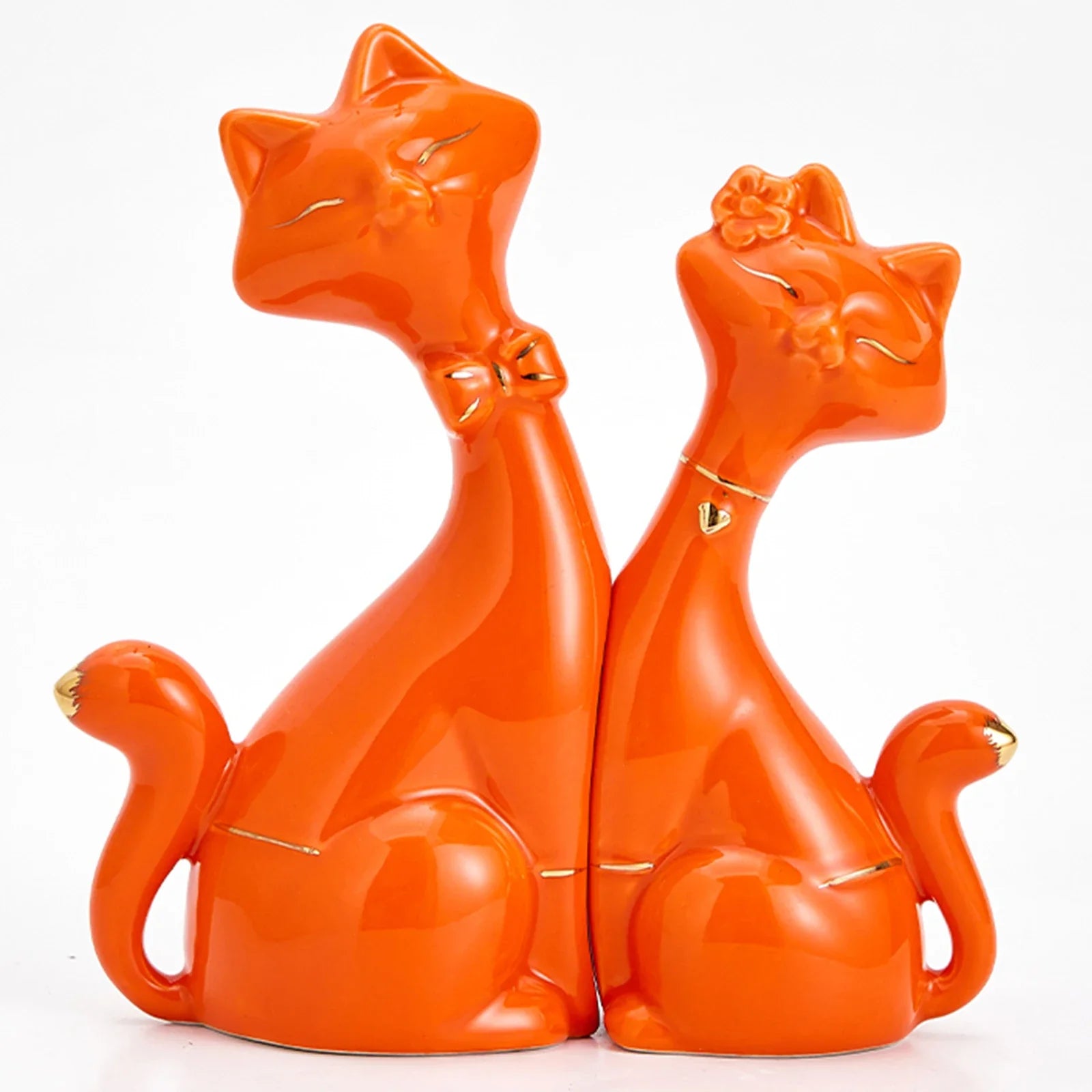 Estátua decorativa - Gatos Casal